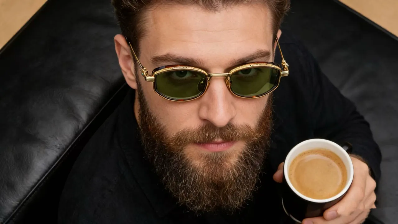 Lunettes de soleil avec cadre ovalé en métal fini or vert 5