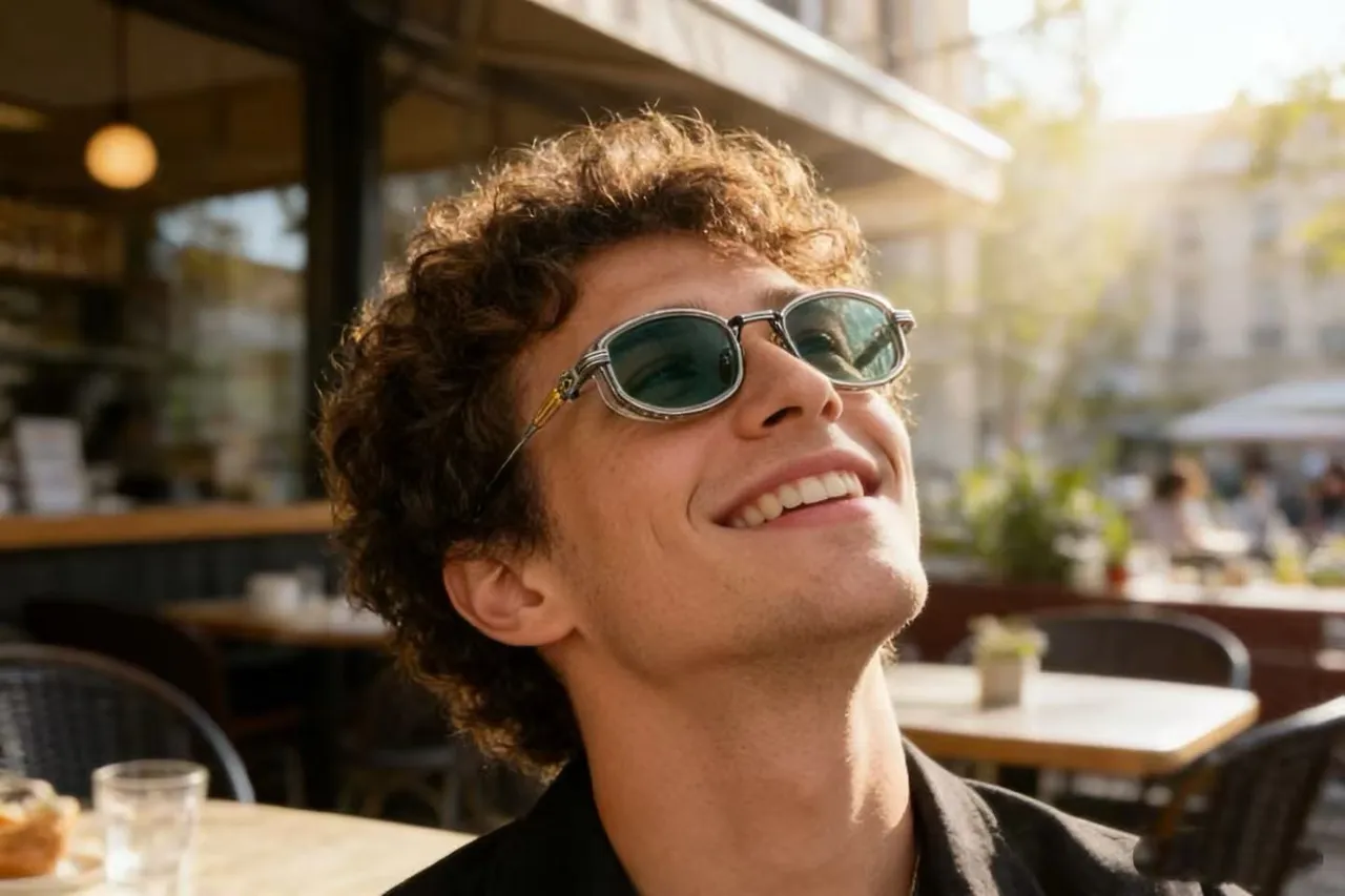 Lunettes de soleil avec cadre ovalé en métal fini or vert 7