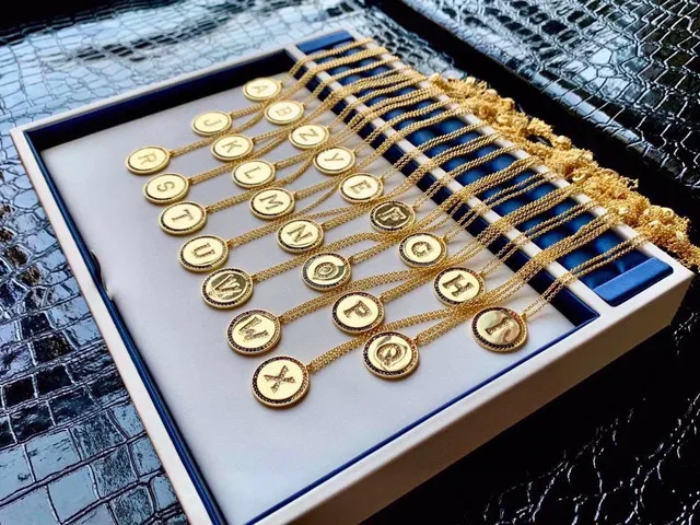 Gold Multicolor Alphabet Letter Pendants Necklace 6