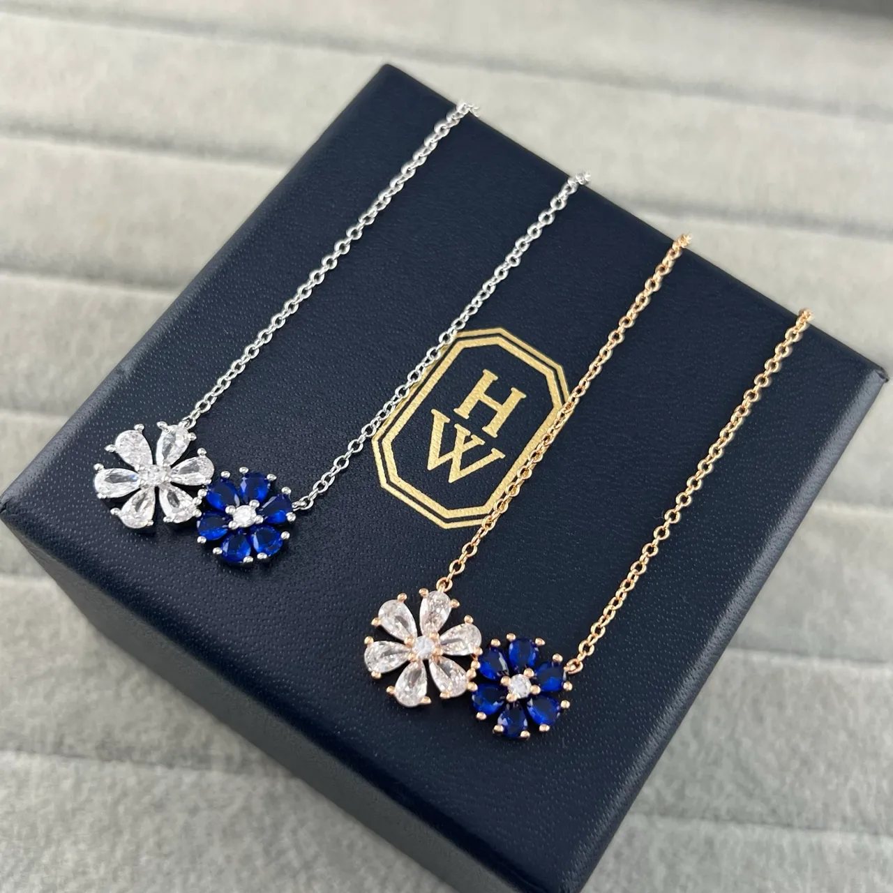 Gold Multicolor Chain Floral Pendant Necklace 6