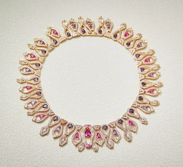Gold Multicolor High-Collar Multi-Motif Necklace 1
