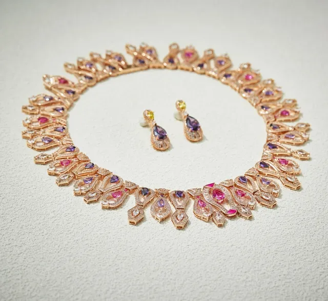 Gold Multicolor High-Collar Multi-Motif Necklace 2