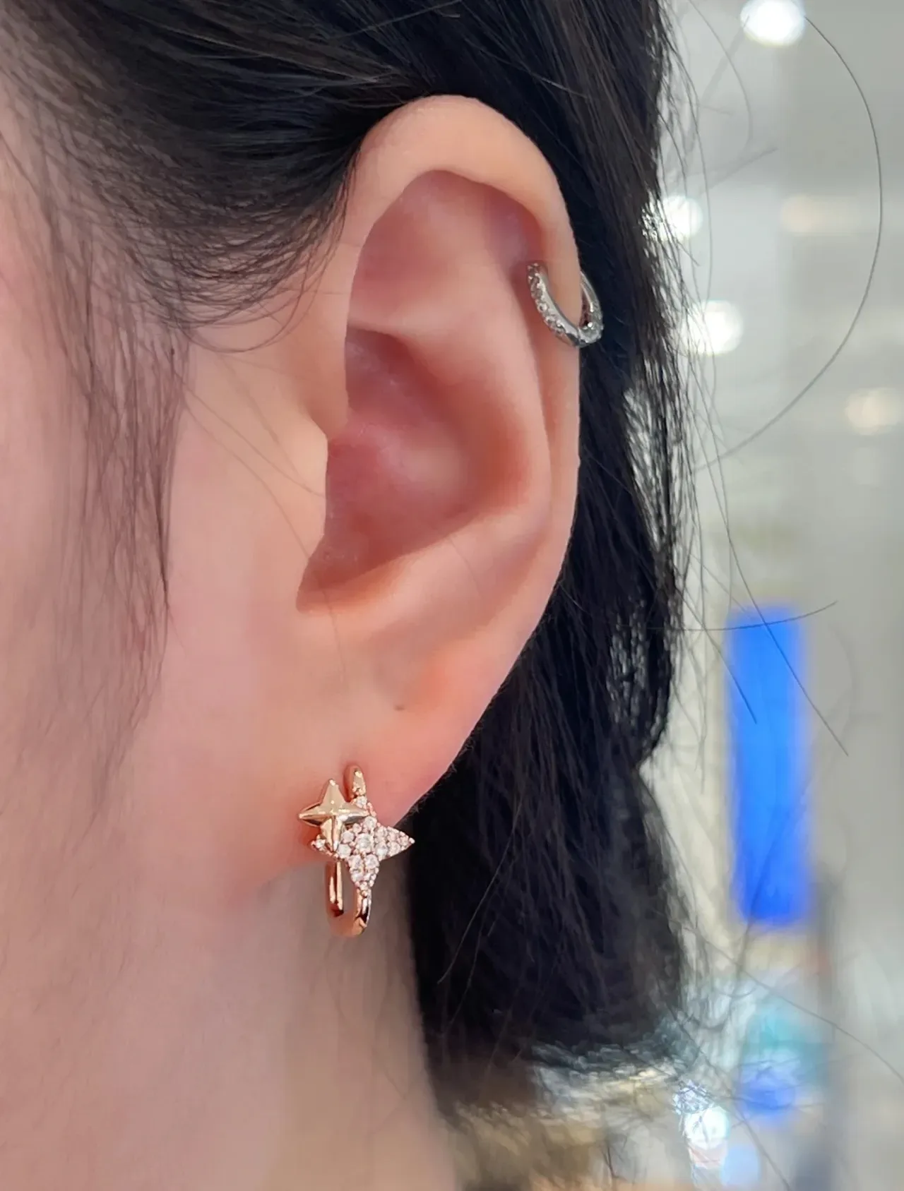 Gold Navy Crystal-Encrusted Figurative Silhouette Earrings 3