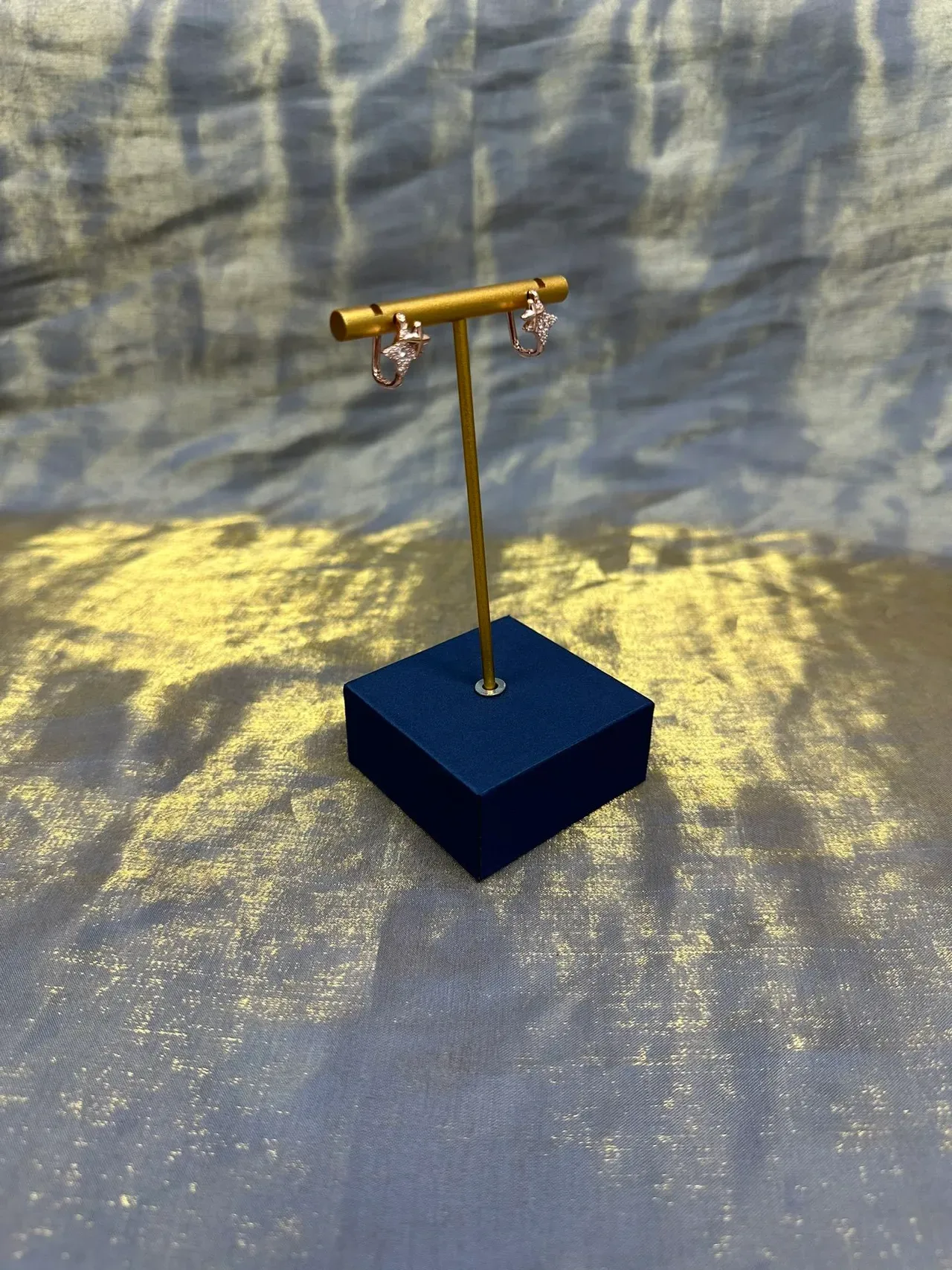 Gold Navy Crystal-Encrusted Figurative Silhouette Earrings 9