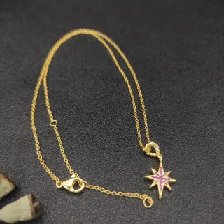قلادة ذهبية وردية سلسلة شكل نجم