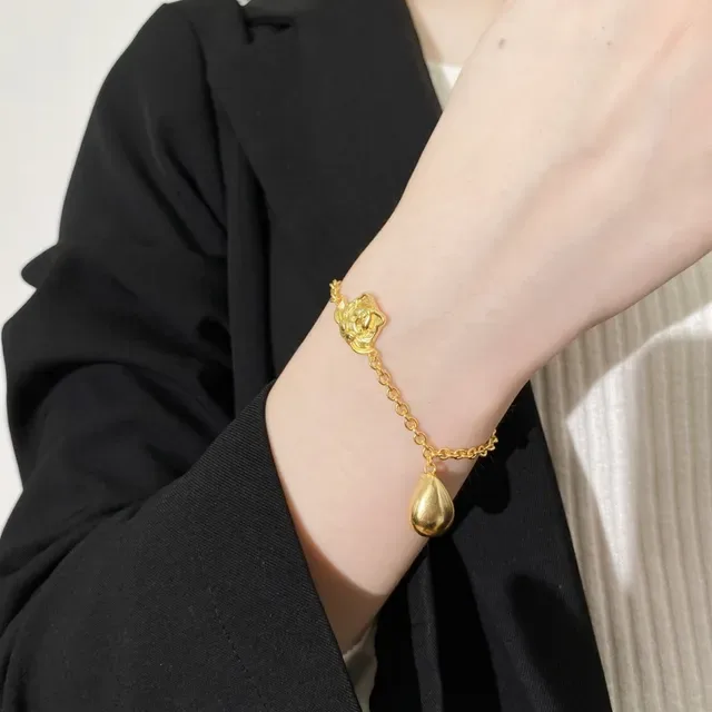 Gold Red Chain Lion Head Charms Bracelet 2