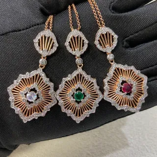金银艺术装饰日冕双层花边项链