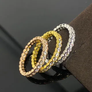 Gold Silver Pavé-Set Eternity-Style Ring