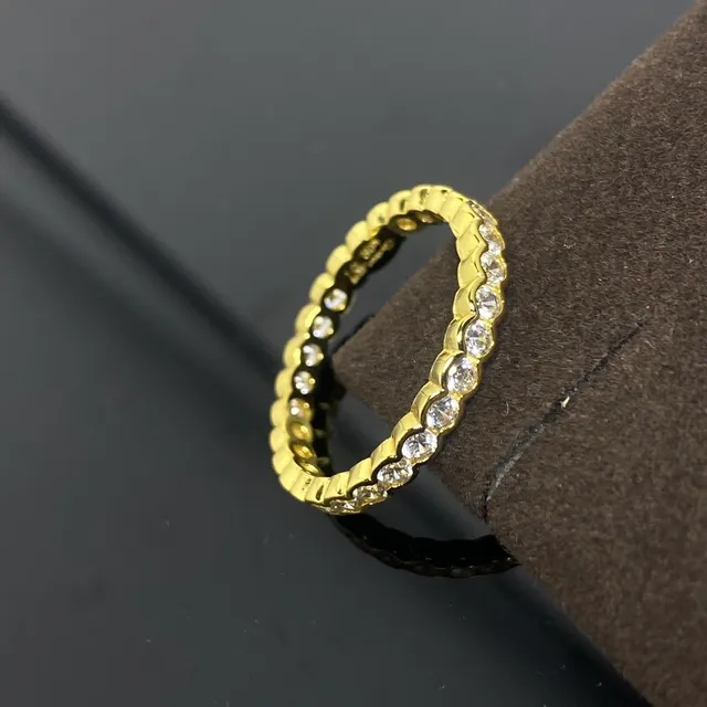Gold Silver Pavé-Set Eternity-Style Ring 2