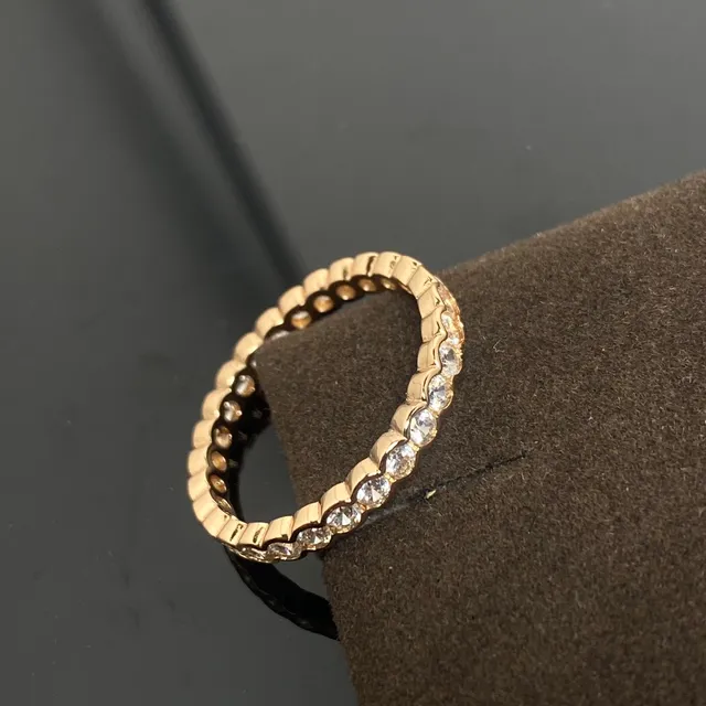 Gold Silver Pavé-Set Eternity-Style Ring 3