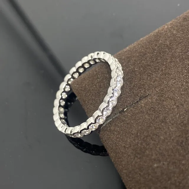 Gold Silver Pavé-Set Eternity-Style Ring 4