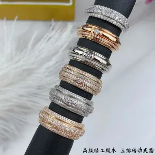 Gold Silver Pavé-Set Solitaire Accent Ring