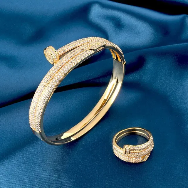 Gold Silver Rose Gold Pavé Crystal Hinged Bangle Bracelets 5