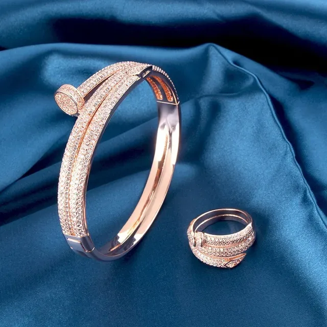 Gold Silver Rose Gold Pavé Crystal Hinged Bangle Bracelets 7