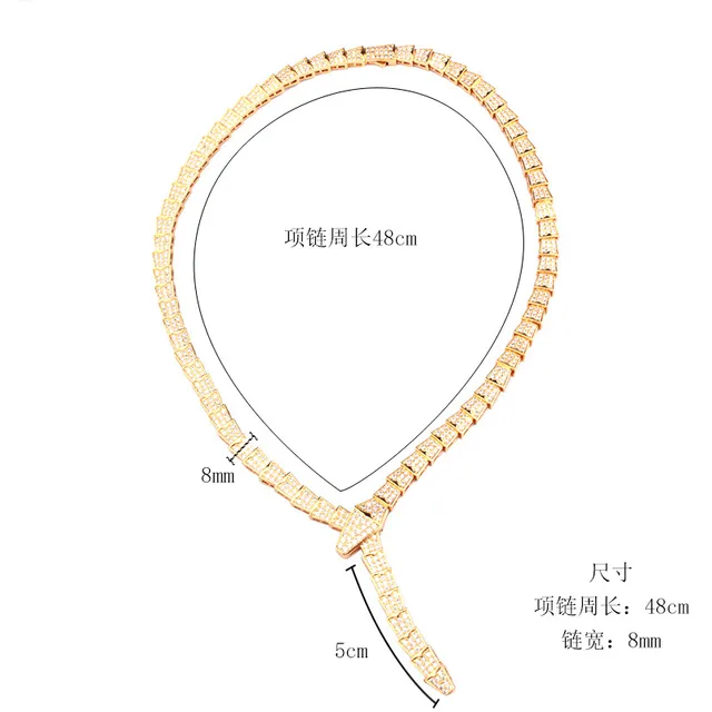 Gold Silver Serpentine Articulated Links Fully Pavé-Set Crystals Necklace 2