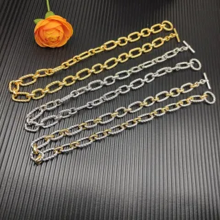 Pulsera Cadena de Eslabones de Cuerda Trenzada Oro Plata Oval Alternación