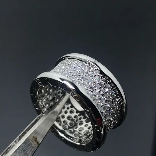 Gold Silver Wide-Band Pavé Crystal Ring 3