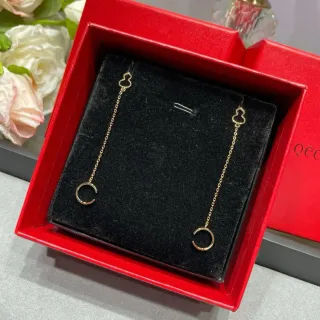 Gold-Tone Clover Top Chain Drop Earrings