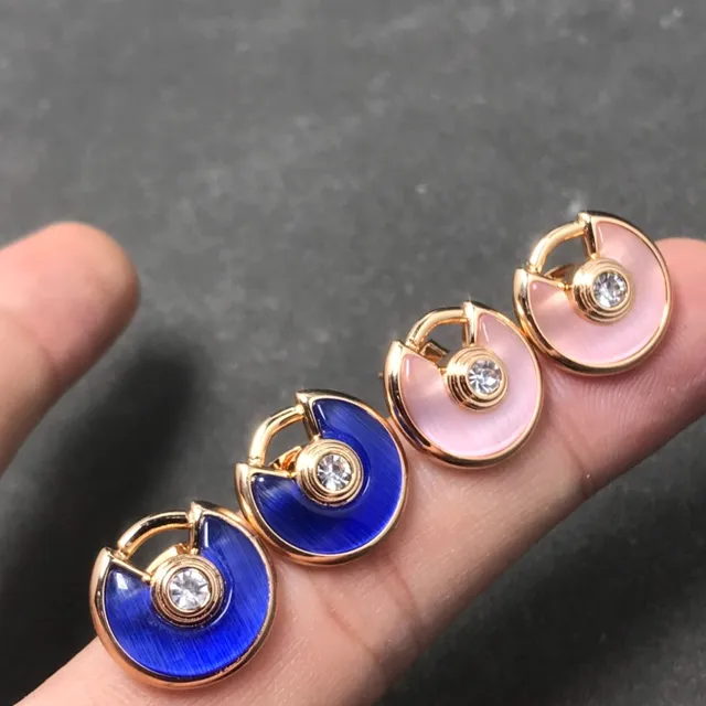 Gold-Tone Crescent Inlay Crystal Stud Earrings 2