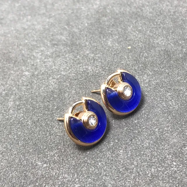 Gold-Tone Crescent Inlay Crystal Stud Earrings 3
