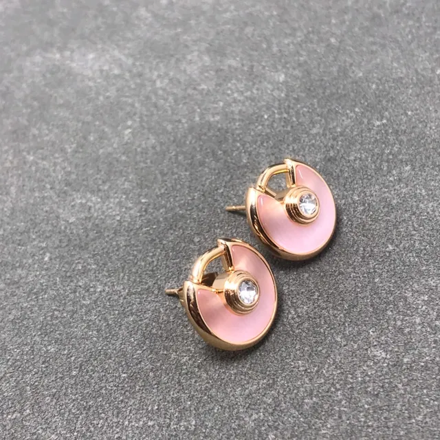Gold-Tone Crescent Inlay Crystal Stud Earrings 4