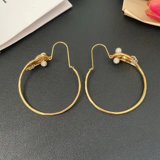 Gold-Tone Crystal-Clasp Hoop Earrings