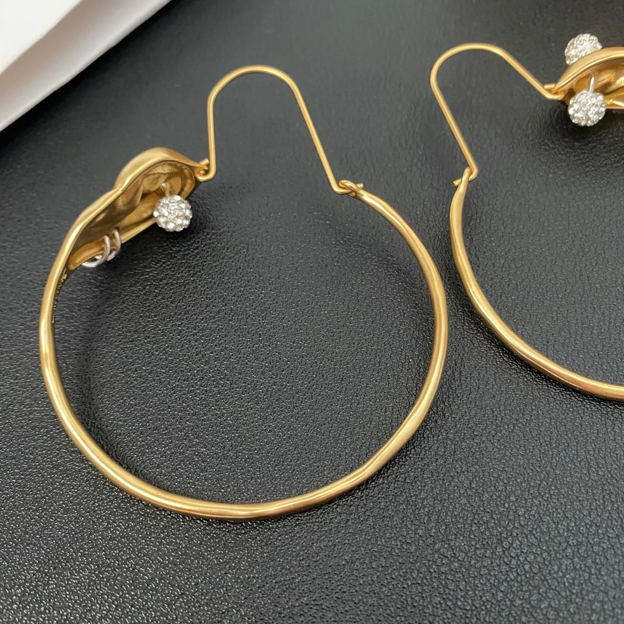 Gold-Tone Crystal-Clasp Hoop Earrings 9