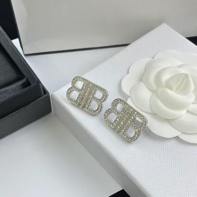 Gold-Tone Crystal-Pavé Double-B Monogram Stud Earrings 6
