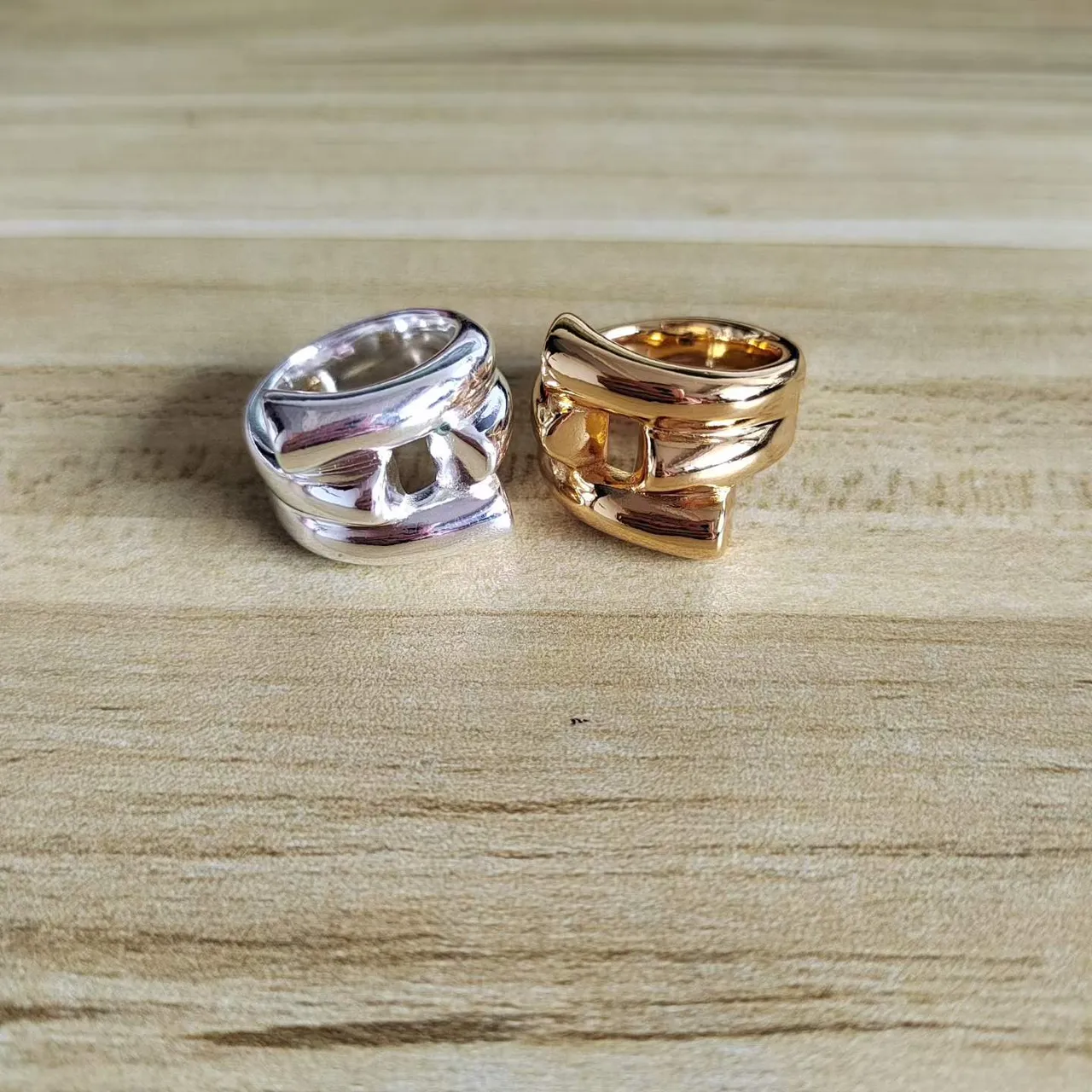 Gold-Tone Faceted Iridescent Pink Stone Rings 12
