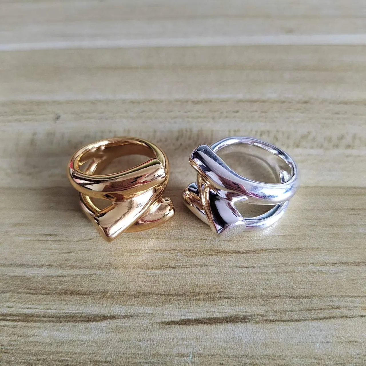 Gold-Tone Faceted Iridescent Pink Stone Rings 15