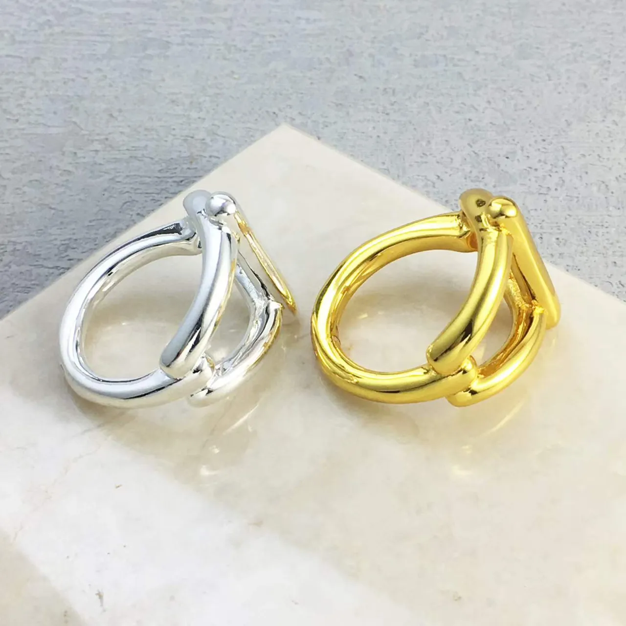 Gold-Tone Faceted Iridescent Pink Stone Rings 21