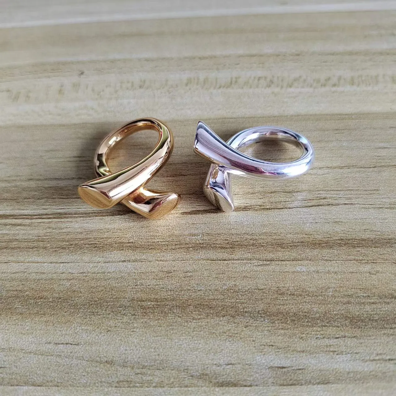 Gold-Tone Faceted Iridescent Pink Stone Rings 24