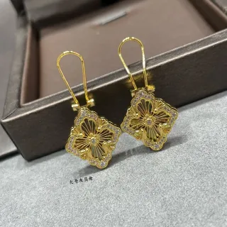 Gold-Tone Floral Quatrefoil Pavé Crystal Mother-of-Pearl Earrings