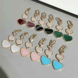 Gold-Tone Heart Double-Tier Dangle Earrings