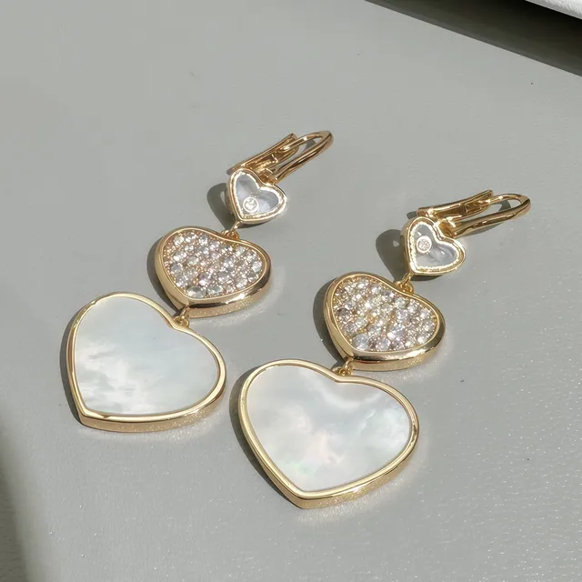 Gold-Tone Heart Double-Tier Dangle Earrings 3