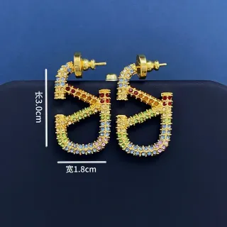 Gold-Tone Multicolor Rhinestone Geometric Open-Frame Earrings