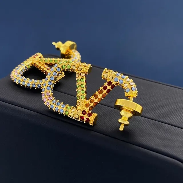Gold-Tone Multicolor Rhinestone Geometric Open-Frame Earrings 4