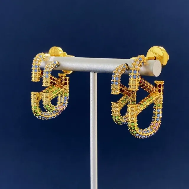 Gold-Tone Multicolor Rhinestone Geometric Open-Frame Earrings 8