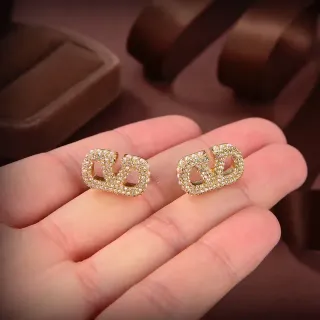 Gold-Tone Pavé and Pearl Geometric Stud Earrings