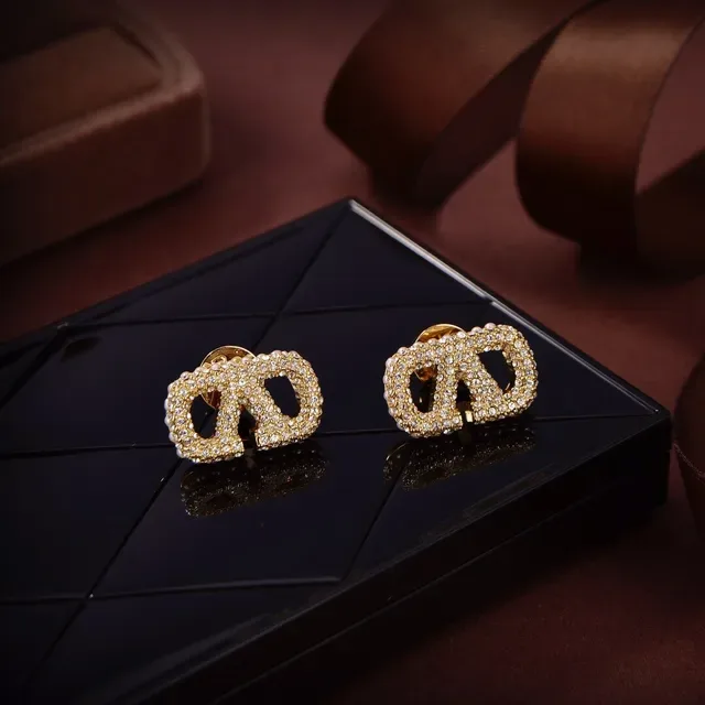 Gold-Tone Pavé and Pearl Geometric Stud Earrings 4