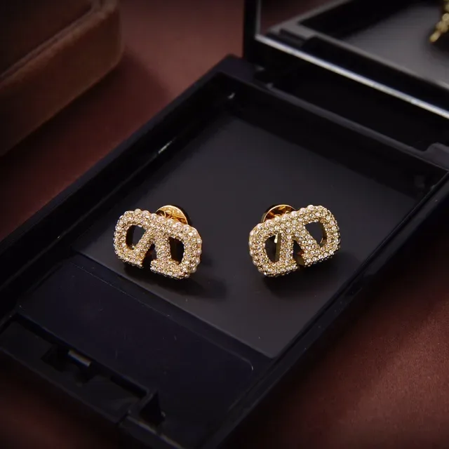 Gold-Tone Pavé and Pearl Geometric Stud Earrings 6