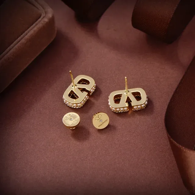 Gold-Tone Pavé and Pearl Geometric Stud Earrings 7