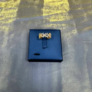 Gold-Tone Pavé Floral Cluster Ring