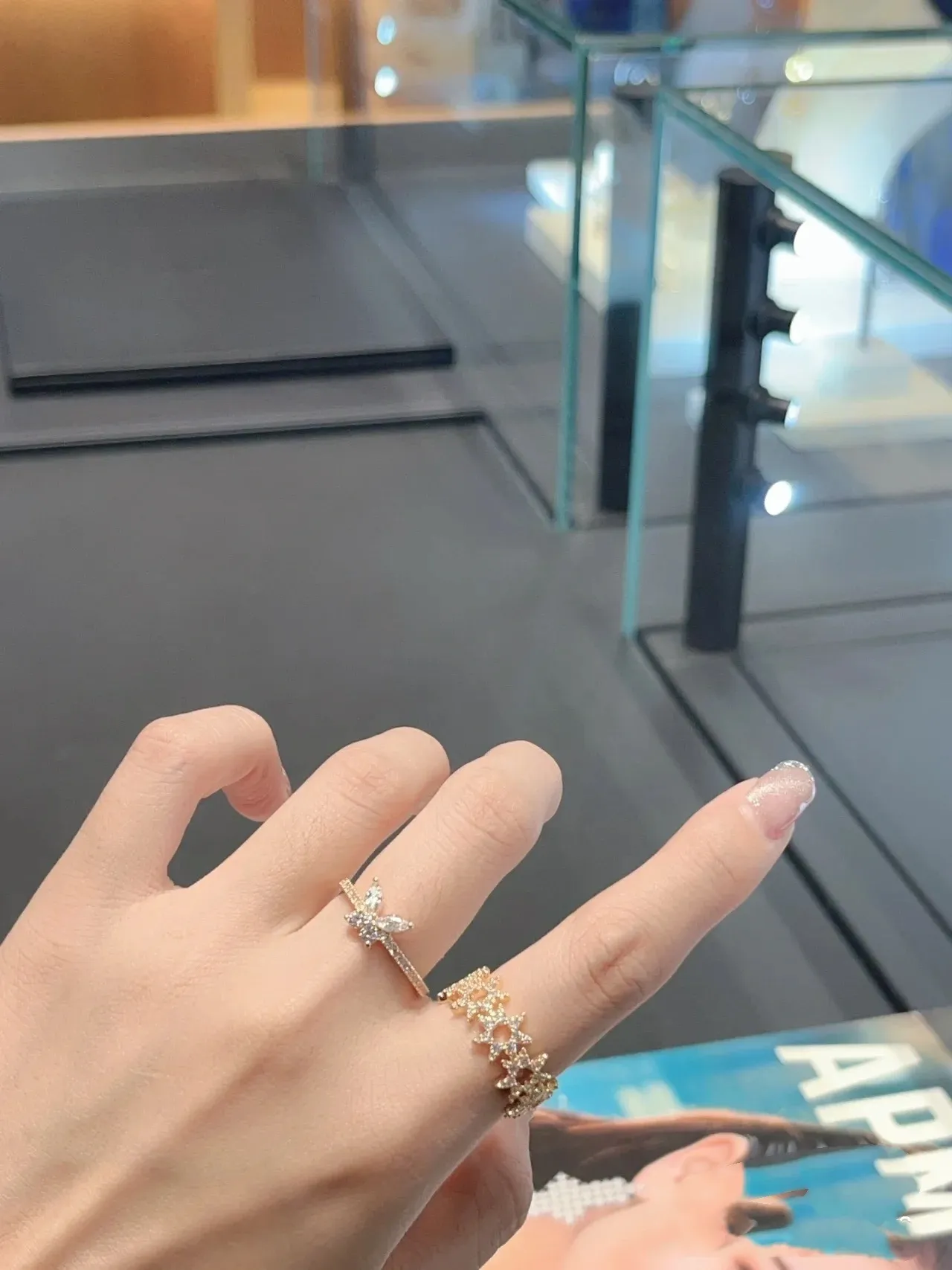 Gold-Tone Pavé Floral Cluster Ring 3