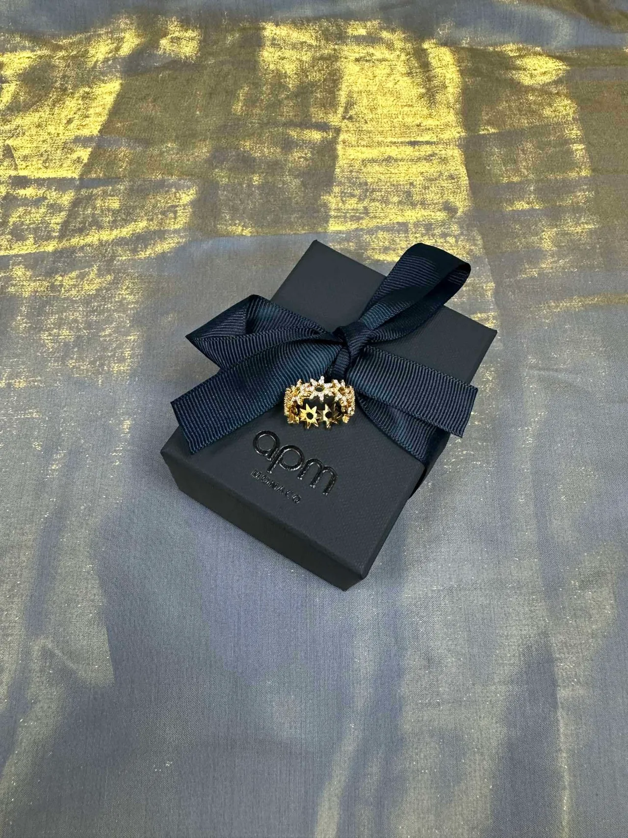 Gold-Tone Pavé Floral Cluster Ring 7