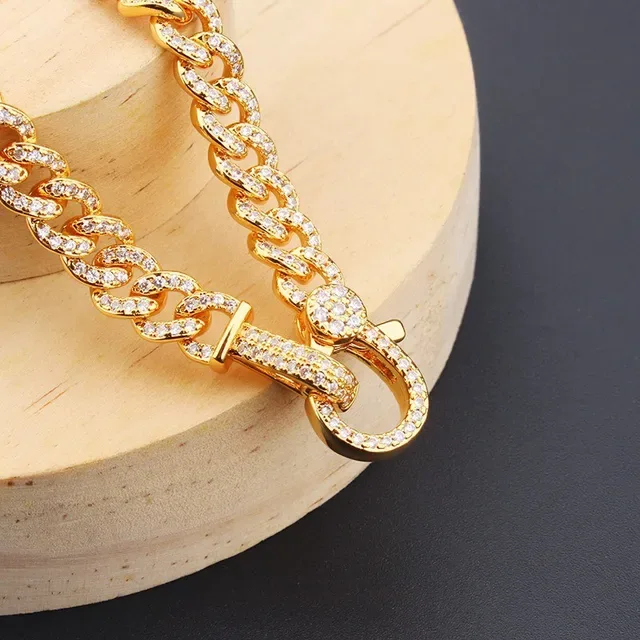 Gold-Tone Pave-Set Curb Link Chain Bracelet 4