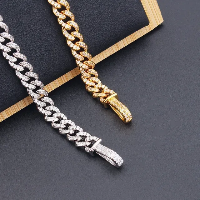 Gold-Tone Pave-Set Curb Link Chain Bracelet 6