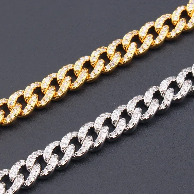 Gold-Tone Pave-Set Curb Link Chain Bracelet 8
