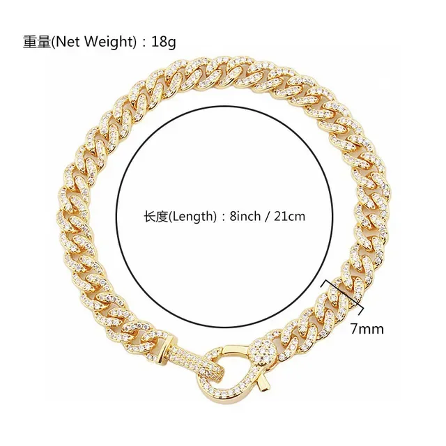 Gold-Tone Pave-Set Curb Link Chain Bracelet 9