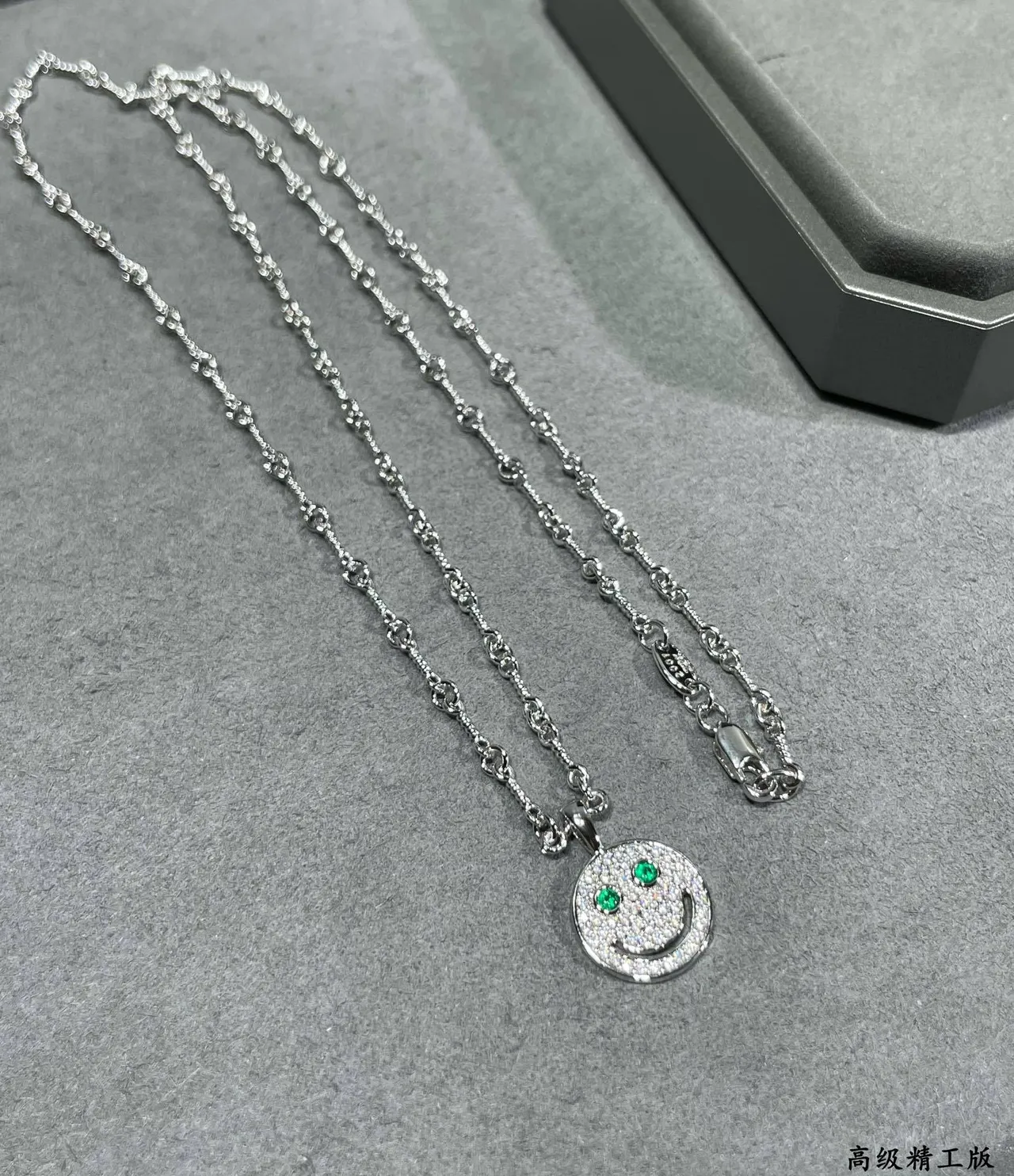 Gold-Tone Pavé Smiley Face Pendant Necklace 12